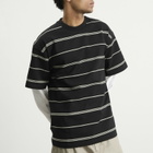 Comme des Garçons Homme Men's Horiztonal Stripe Long Sleeve Top in Black/Grey X Off-White