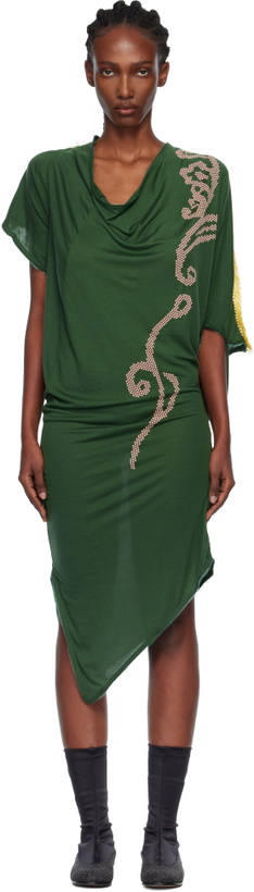 Photo: Kiko Kostadinov Green Ziggy Midi Dress