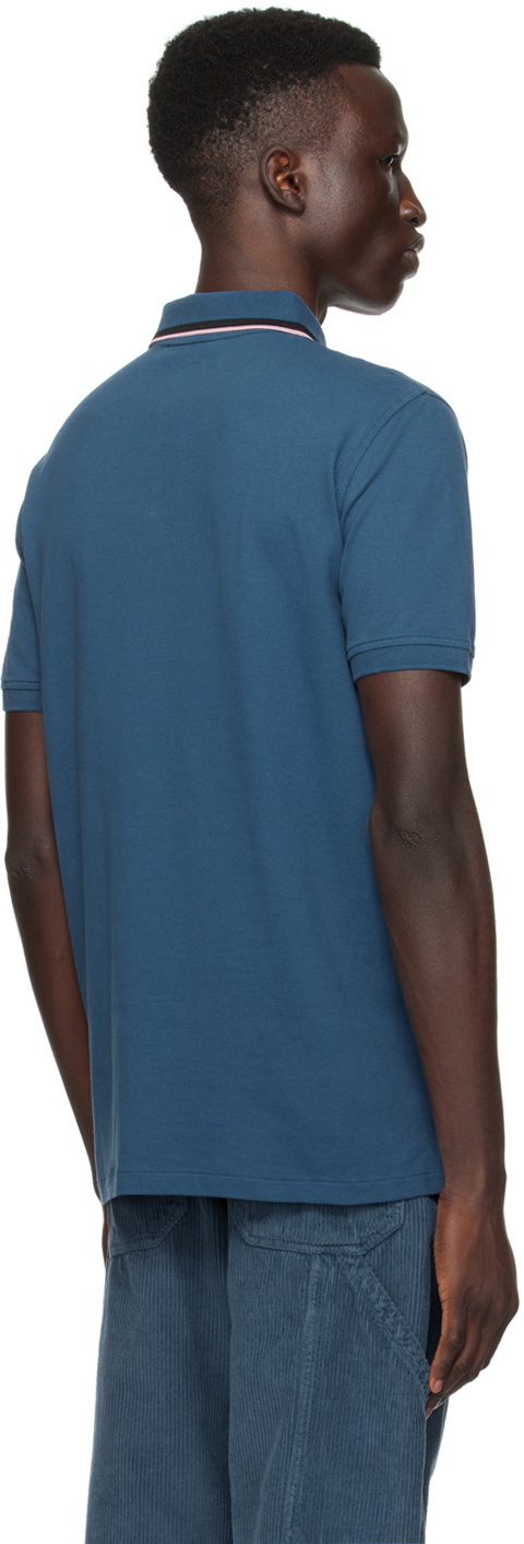 PS by Paul Smith Blue Broad Stripe Zebra Polo