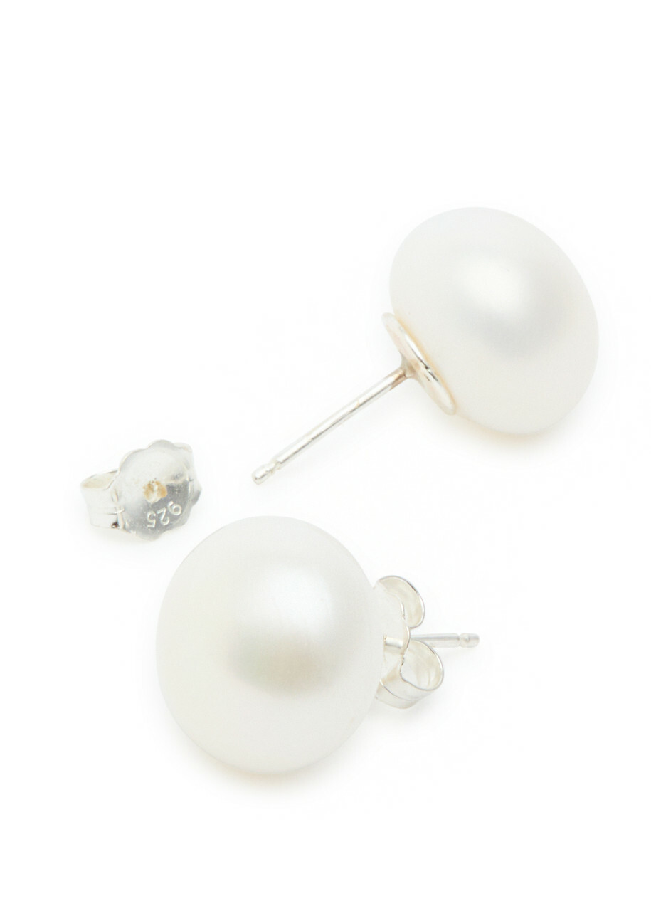 Sapir Bachar Large Pearl Sterling Silver Stud Earrings - One Size
