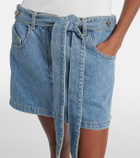 The Attico Belted denim miniskirt
