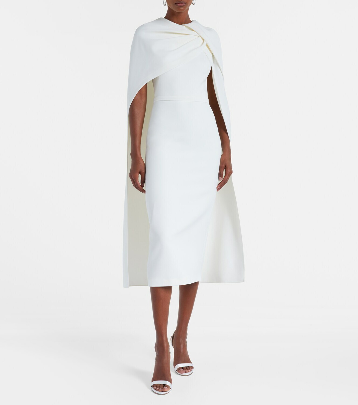 Safiyaa Bridal Oria caped crêpe midi dress