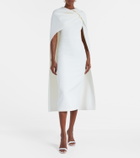 Safiyaa Bridal Oria caped crêpe midi dress