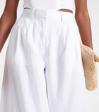 Staud Sasha pleated linen wide-leg pants