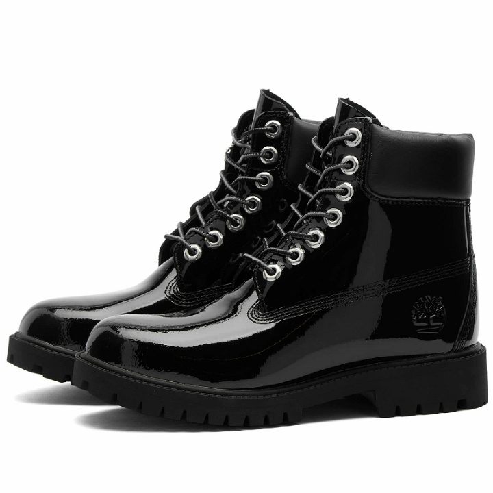 Photo: Timberland Women's x Veneda Carter 6" Lace Waterproof Boot in Timberland Heritage Black Patent Leather