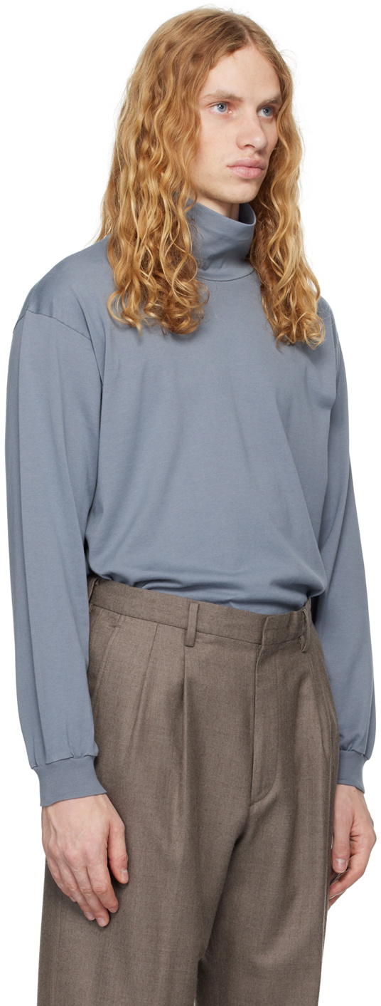 AURALEE Blue Luster Plaiting Turtleneck