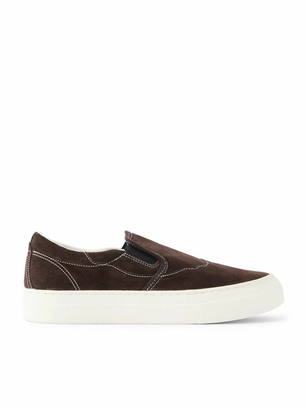 Photo: Omni - Lister Canvas-Trimmed Suede Slip-On Sneakers - Brown