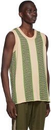 Ahluwalia Green & Beige Textured Knit Vest
