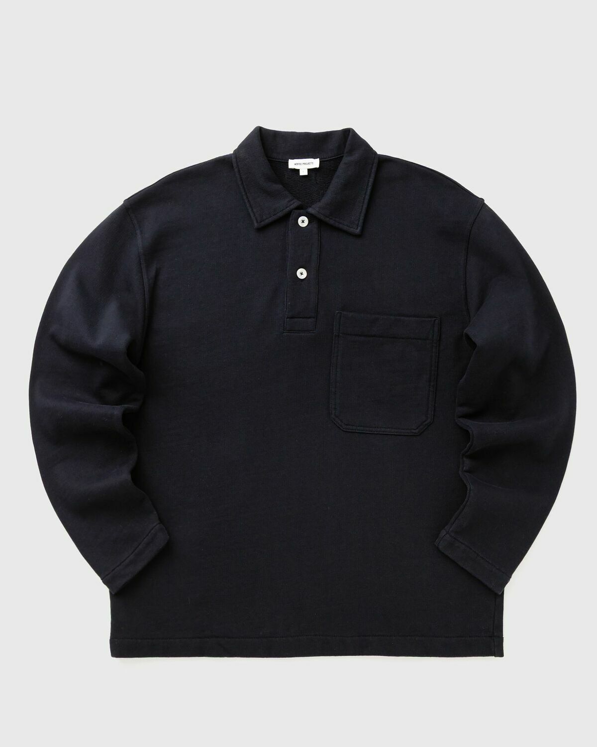 Norse Projects Fraser Relaxed Organic Loopback LS Polo Blue Men