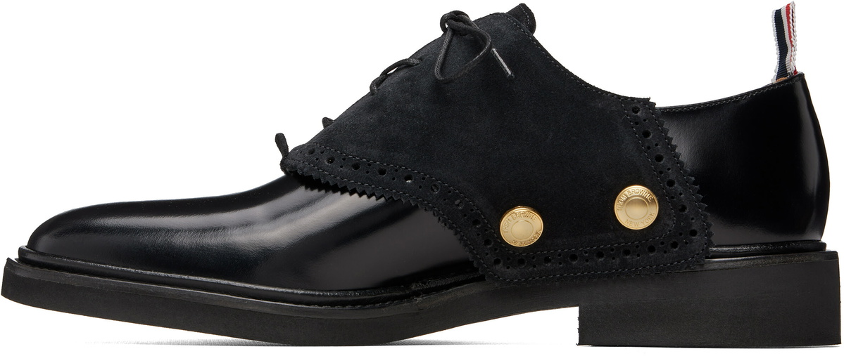 Thom Browne Black Soft Spazzolato Micro Sole Saddle Derbys