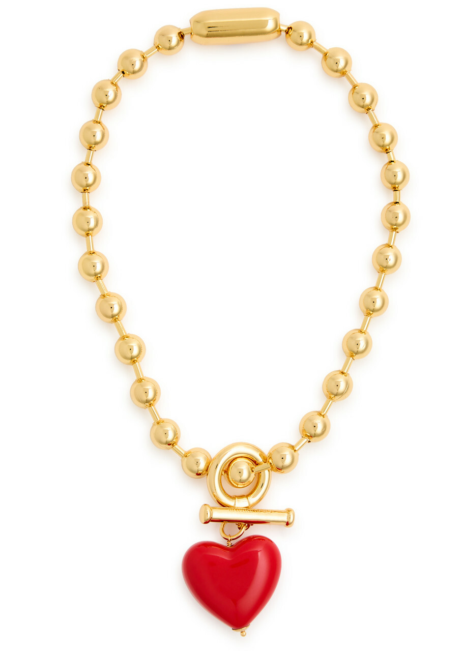 Timeless Pearly Heart 24kt Gold-plated Necklace - Red - One Size