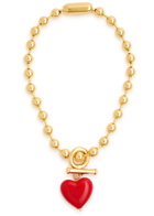 Timeless Pearly Heart 24kt Gold-plated Necklace - Red - One Size