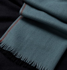 Loro Piana - Fringed Colour-Block Baby Cashmere Scarf - Blue