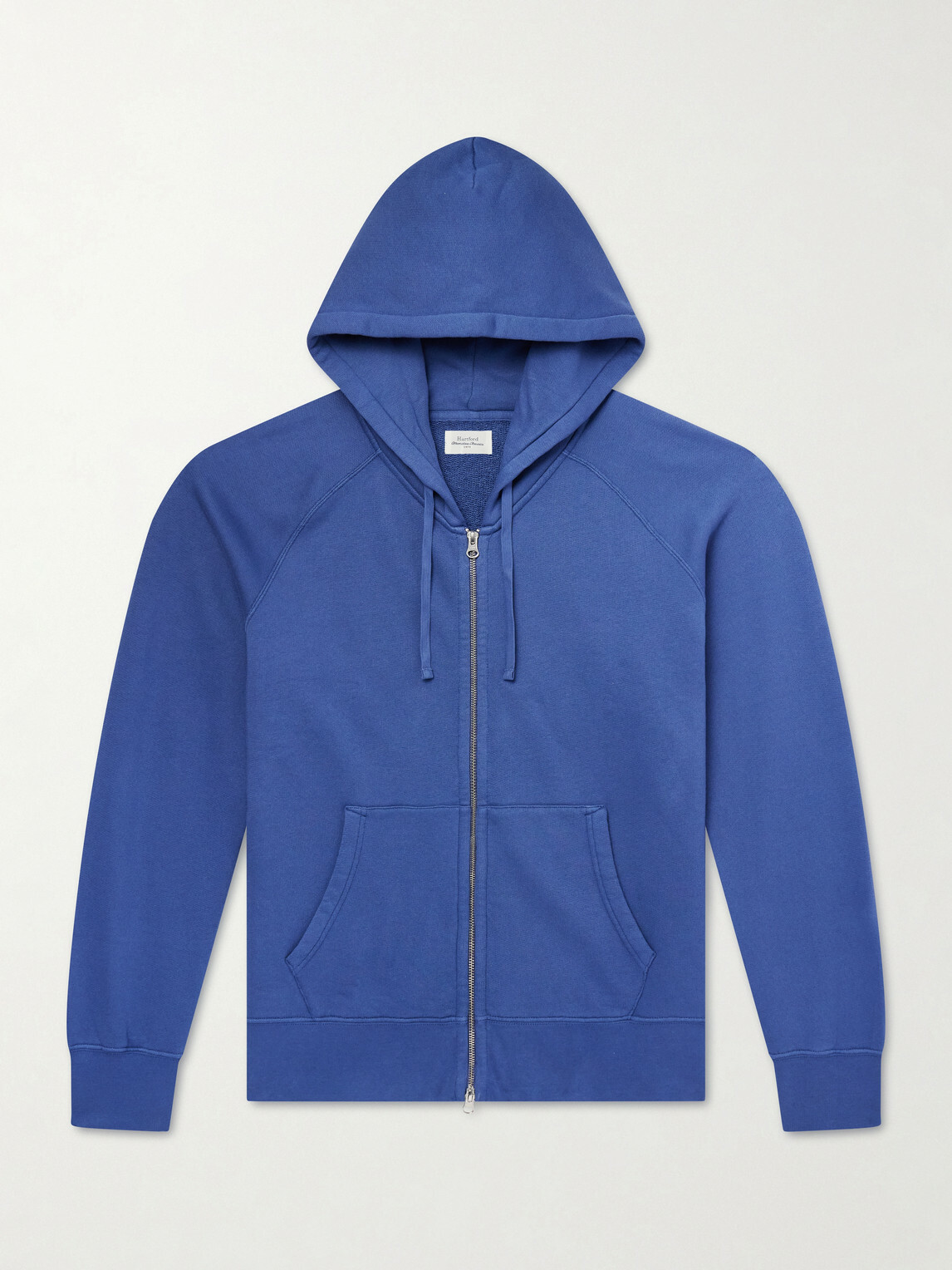 Hartford - Cotton-Jersey Zip-Up Hoodie - Blue