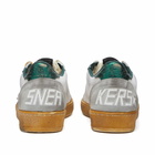 Golden Goose Men's Ball Star Leather Sneakers in White/Green/Silver