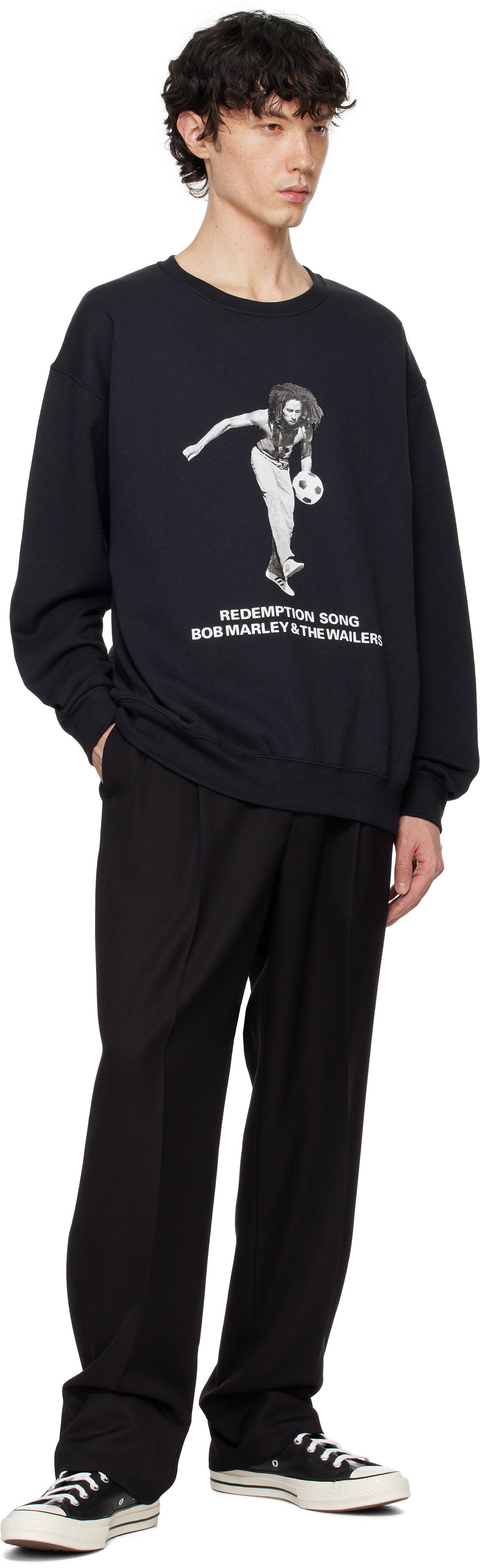 WACKO MARIA━ BOB MARLEY SWEATSHIRT Black Bob Marley Crewneck Sweatshirt by WACKO MARIA on Sale