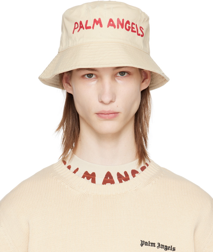 Photo: Palm Angels Off-White Logo Bucket Hat