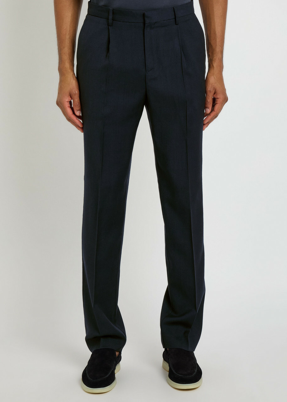 Sunspel Straight-leg Wool Trousers Navy