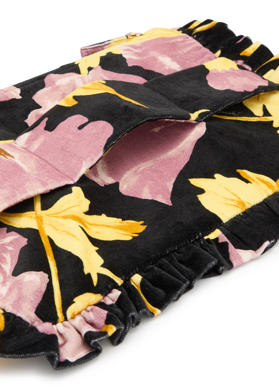LA Double J Floral Velvet Hand Pochette Pouch - Multicoloured - One Size