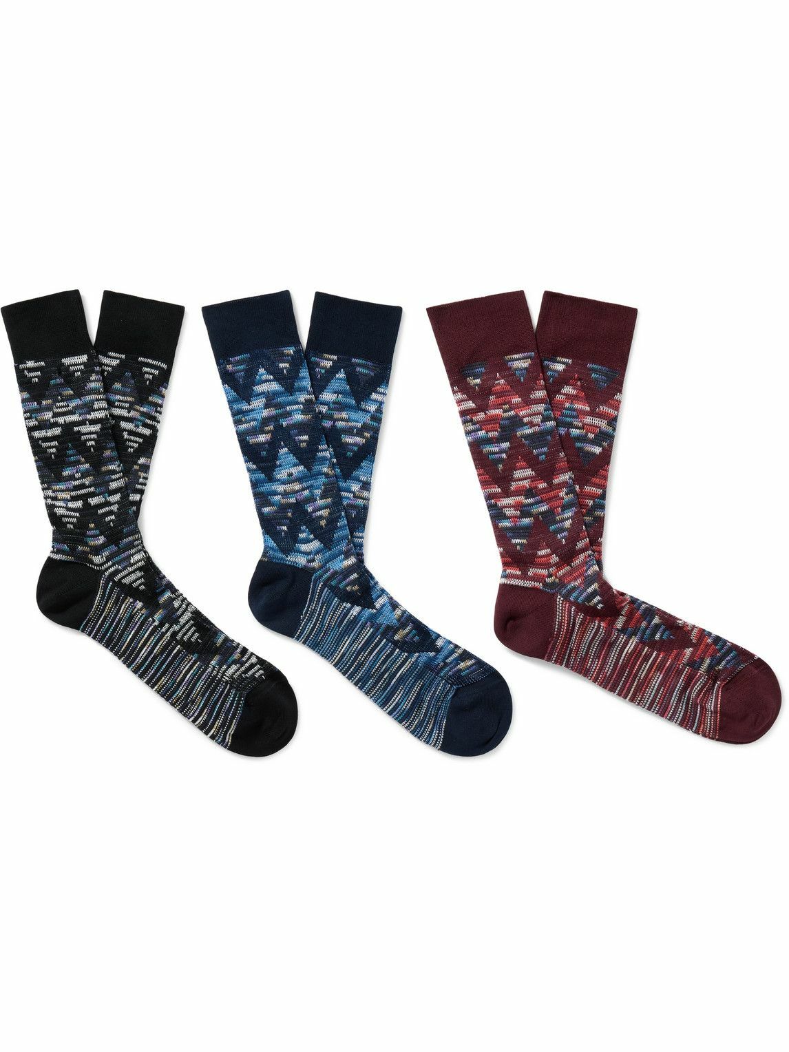 Missoni - Three-Pack Crochet-Knit Cotton-Blend Socks - Multi