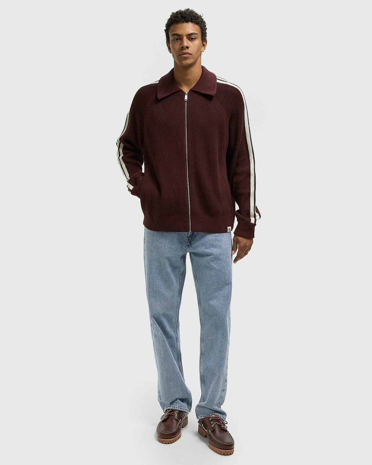 Calvin Klein Jeans LS RACING STRIPE FZ SWEATER 9GG Brown Mens Zipper
