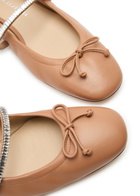 Stuart Weitzman Stefanie Embellished Leather Ballet Flats Tan