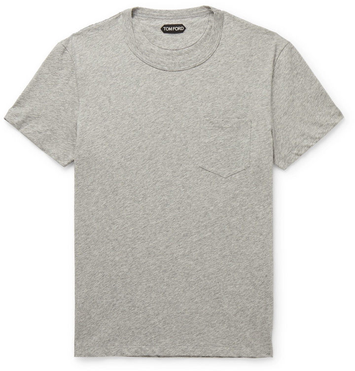 Photo: TOM FORD - Mélange Cotton-Jersey T-Shirt - Gray