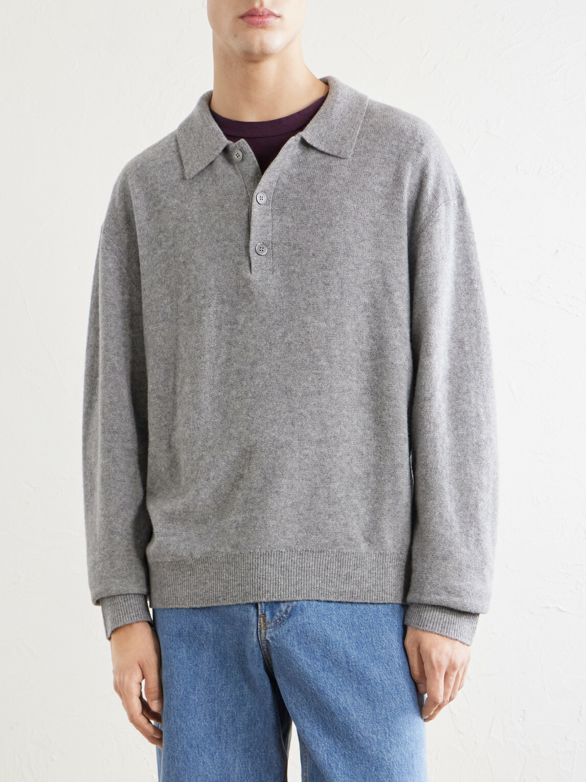 FRAME - Wool Polo Sweater - Gray