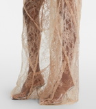 Blumarine Lace-trimmed satin wide-leg pants