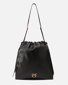 Pinko Large Soft Square Leather Bag Black Antique Gold