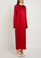 Armarium Bruna Stretch-silk Midi Dress Red