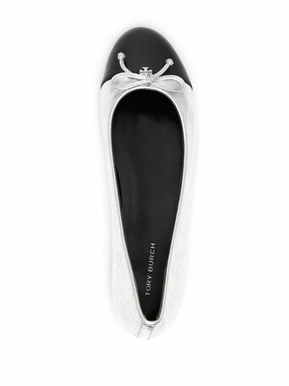 Tory Burch Silver Leather Ballet Pumps