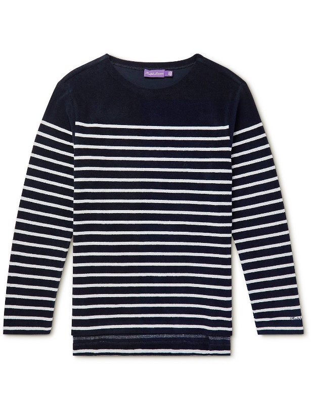 Photo: Ralph Lauren Purple label - Striped Cotton-Terry Sweater - Blue