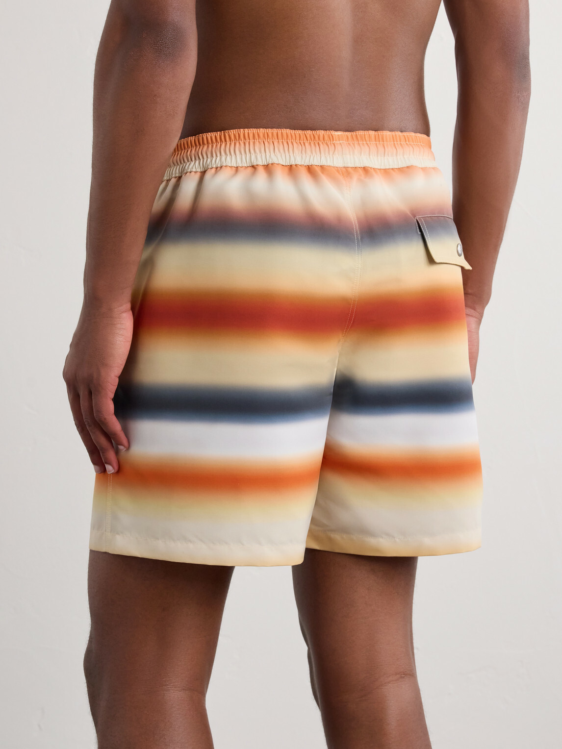 LOEWE - Paula's Ibiza Straight-Leg Mid-Length Striped Swim Shorts - Orange