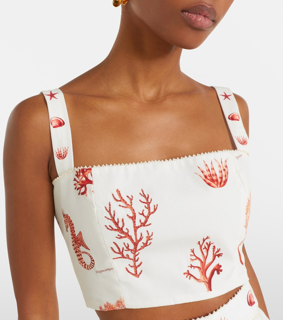 Agua by Agua Bendita Cacao printed cotton crop top