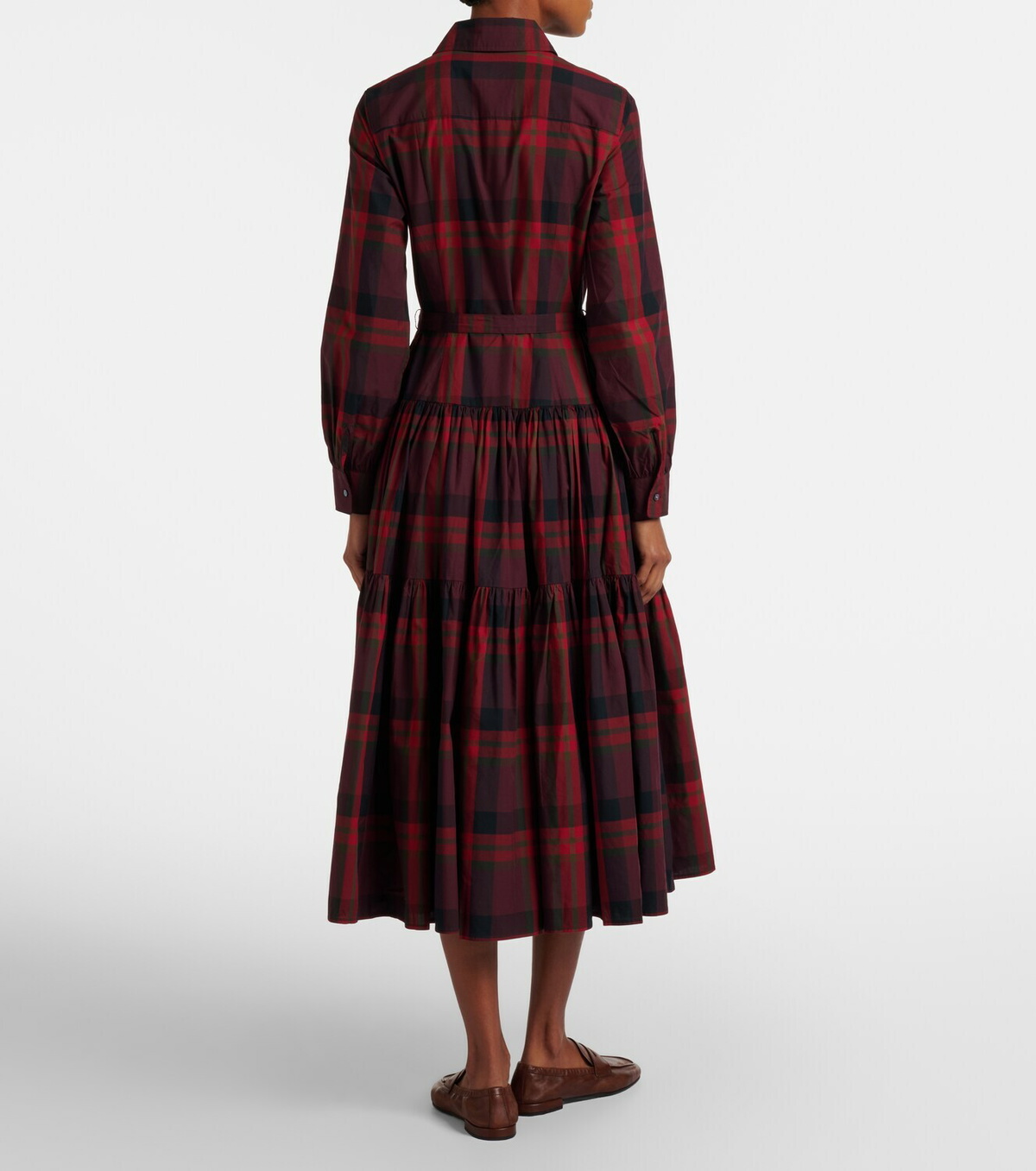 Polo Ralph Lauren Belted plaid cotton-blend shirt dress
