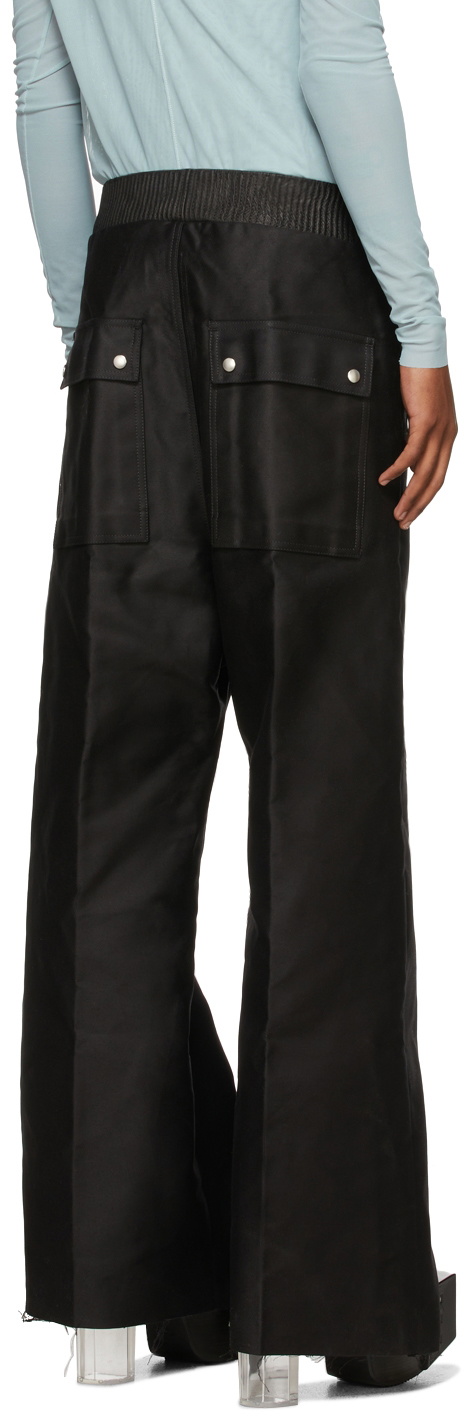 Rick Owens Black Sateen Geth Belas Trousers Rick Owens