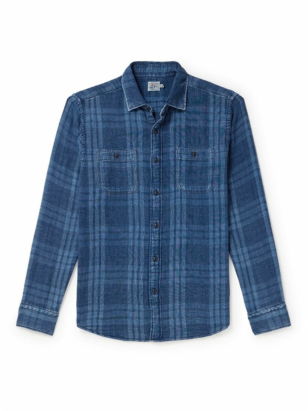 Photo: Faherty - Malibu Checked Organic Cotton-Flannel Shirt - Blue
