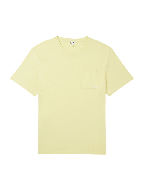 Photo: LOEWE - Anagram-Embroidered Cotton-Jersey T-Shirt - Yellow
