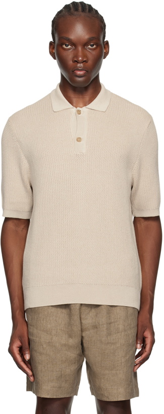 Photo: Sunspel Beige Textured Knit Polo