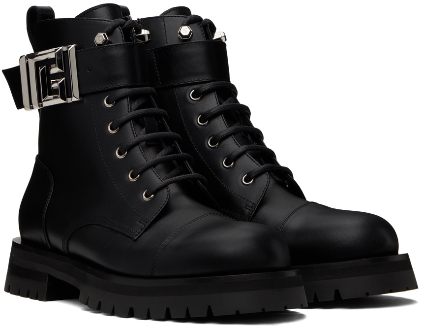 Balmain Black Charlie Leather Ranger Boots Balmain