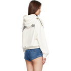 Palm Angels Off-White Curved Logo Loose Crop Hoodie