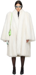 Balenciaga White A-Line Faux-Fur Coat
