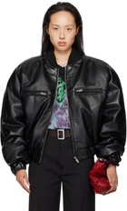 LU'U DAN Black Riot Faux-Leather Bomber Jacket