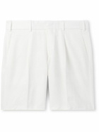 Brioni - Pienza Slim-Fit Straight-Leg Pleated Linen and Cotton-Blend Twill Shorts - White