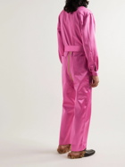 GUCCI - Straight-Leg Belted Silk-Satin Jumpsuit - Pink