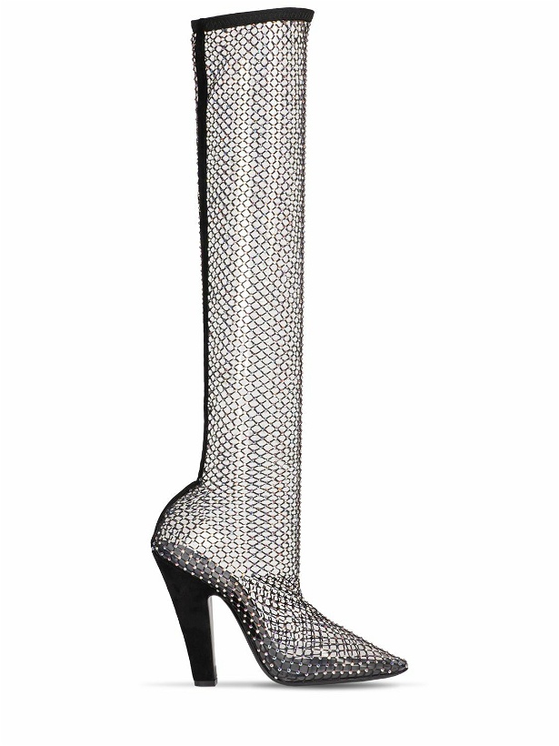 Photo: SAINT LAURENT - 110mm Embellished Net Tall Boots