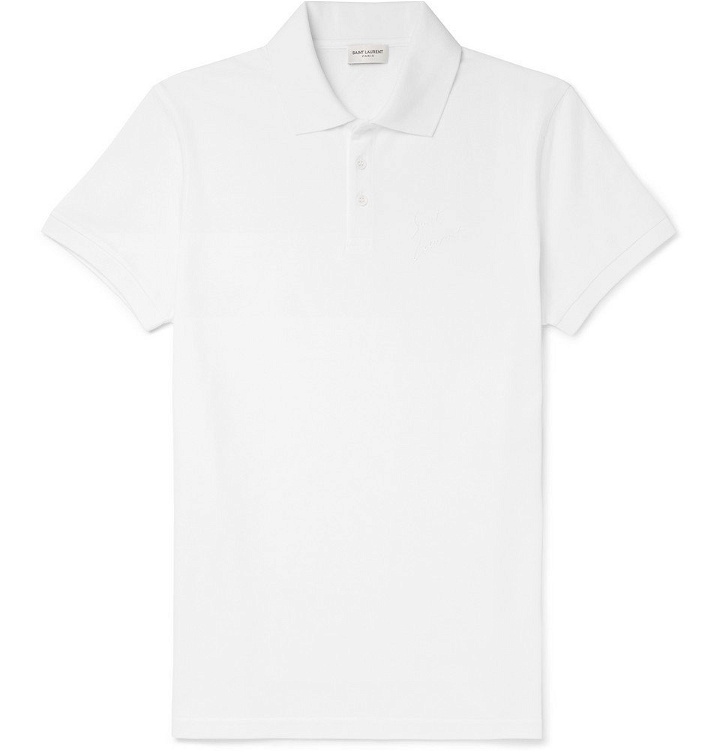 Photo: Saint Laurent - Cotton-Piqué Polo Shirt - Men - White