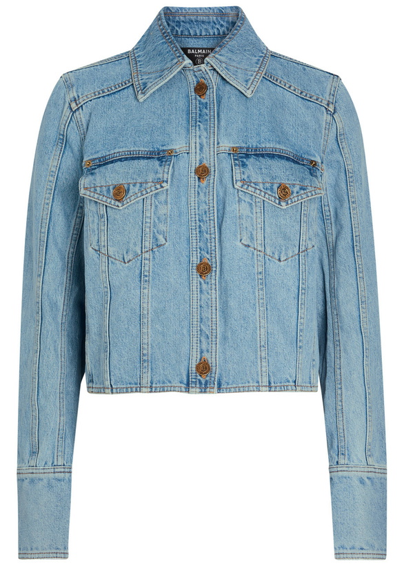 Photo: Balmain Cropped Denim Jacket Light Blue