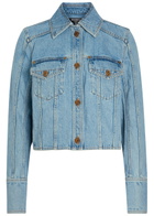 Balmain Cropped Denim Jacket Light Blue